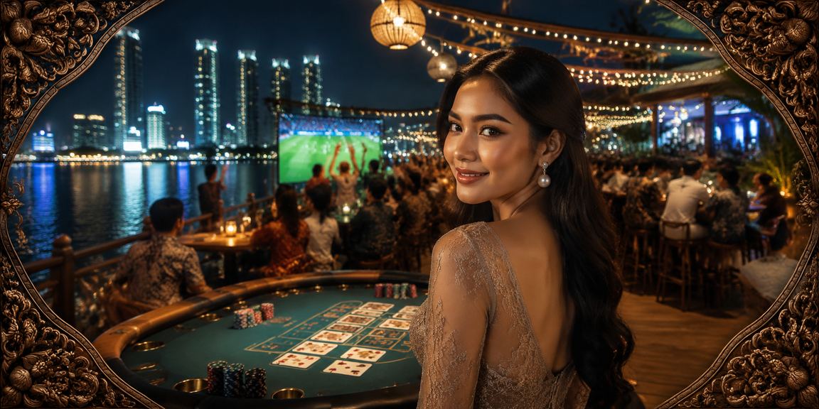 Permainan baccarat live casino dengan suasana mewah di tepi pantai